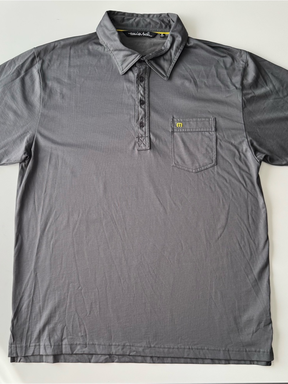 Travis Mathew Men's Charcoal Gray Polo with Chest Pocket
